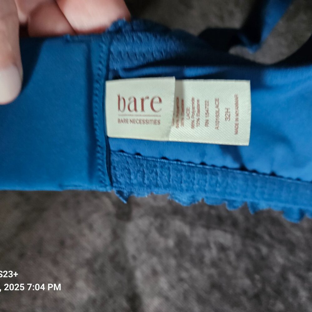 Bare brand NWOT beautiful blue with lace bra 32H NWOT - Picture 5 of 6